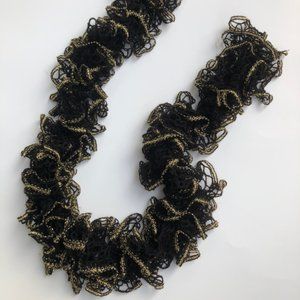 Black and Gold Lace Ruffle Scarf